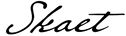 Logo for Skaet in a black script font on a transparent background